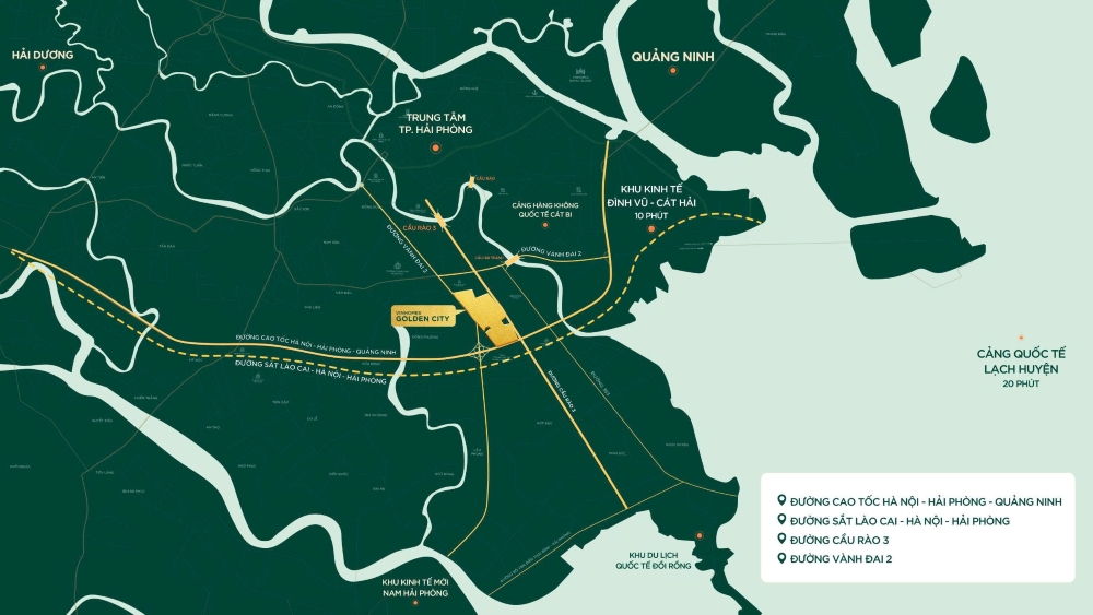 Vị trí dự án Vinhomes Golden City: Trục giao thương lõi giữa Dương Kinh và Kiến Thụy